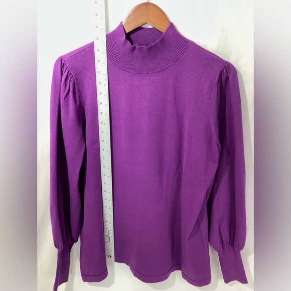 Iman Woman’s Sweater Pullover Size L Color Purple Long Sleeves Knit - Picture 8 of 10